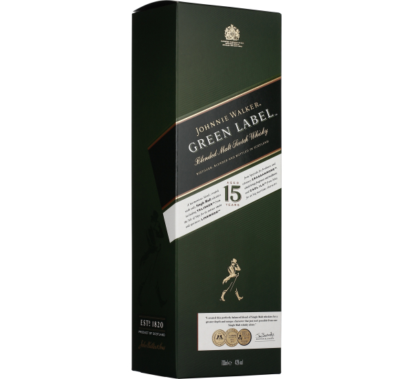 Fles Johnnie Walker Green Label 70CL | Drankengroothandel Henk Smit ...